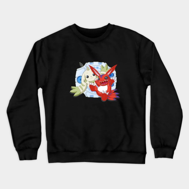 Terriermon and elecmon cute Crewneck Sweatshirt by Flotzielid